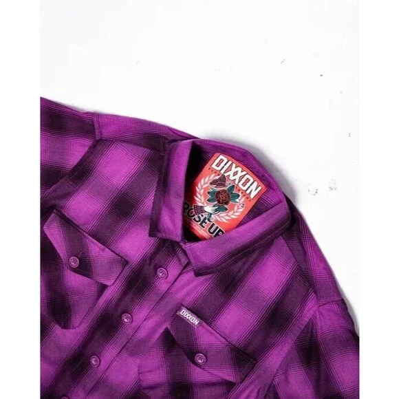 DIXXON Flannel Womens Large (L) Rose Up Purple Bamboo Lightweight Shirt - Picture 3 of 3